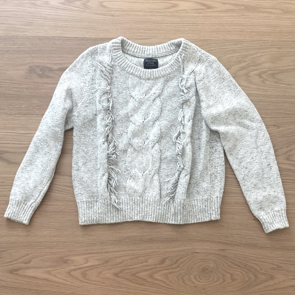 Abercrombie & Fitch Cable-Knit Gray Crew Neck Sweater Size Large